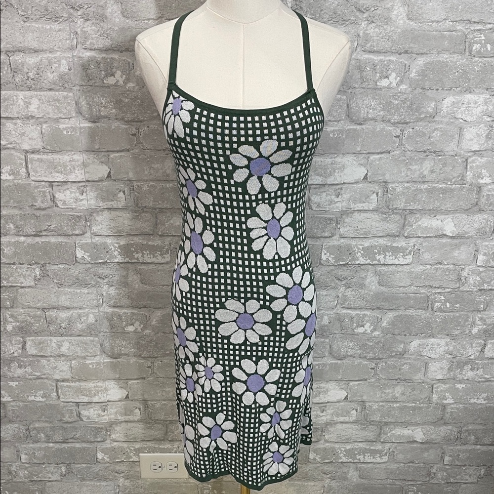 Shop Stevie Green and Purple Floral Knit Dress